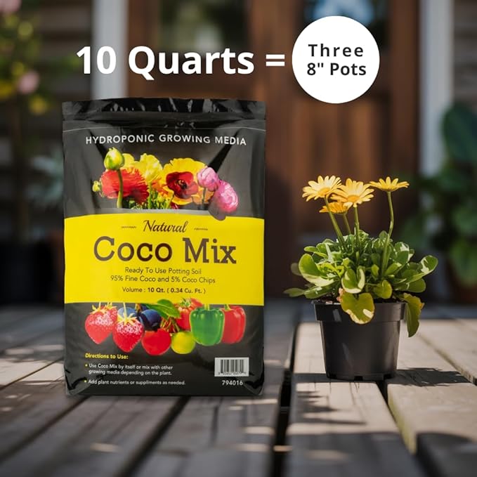 Potting Soil Mix 2-Pack - 10 Quarts Envelor Indoor Plants Soil for Outdoor Plants 0.34 Cubic Feet Potting Mix Hydrated Coco Coir Mix for Plants Ready to Use Natural Plant Top Soil