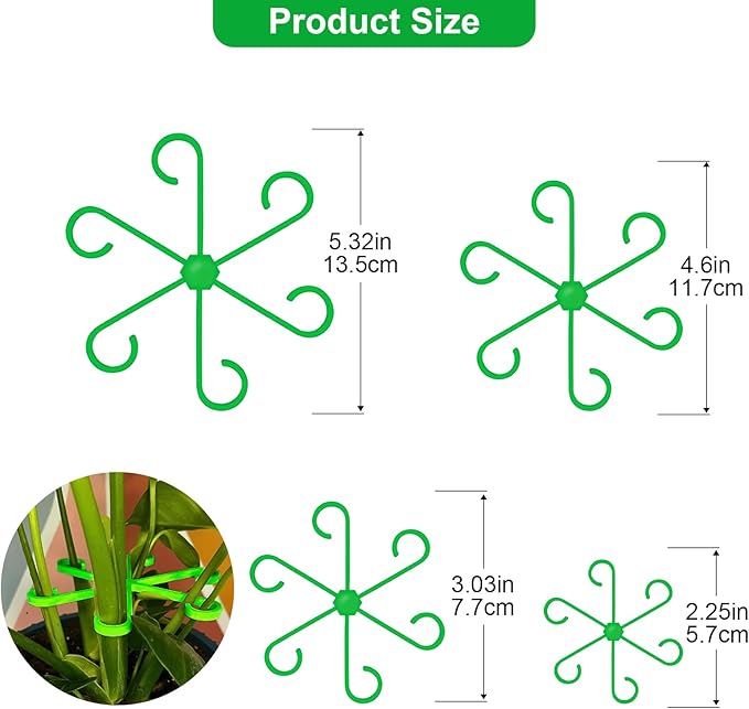 12pcs Climbing Houseplant Stem Supports,Plant stem Support Indoor Outdoor Use,Stem Hook Growth Accessories for Plant Garden, Promotes Upright Growth and Airflow(Green)