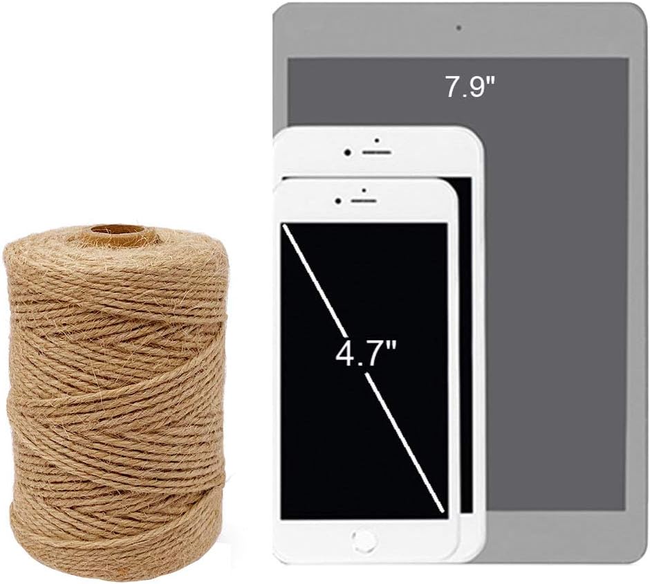 Leecogo Jute Twine 328 Feet 2mm 3Ply Heavy Duty Jute Rope String for Arts Crafts Mason Jars Rustic Decorations Home Gardening Industrial Packing Materials