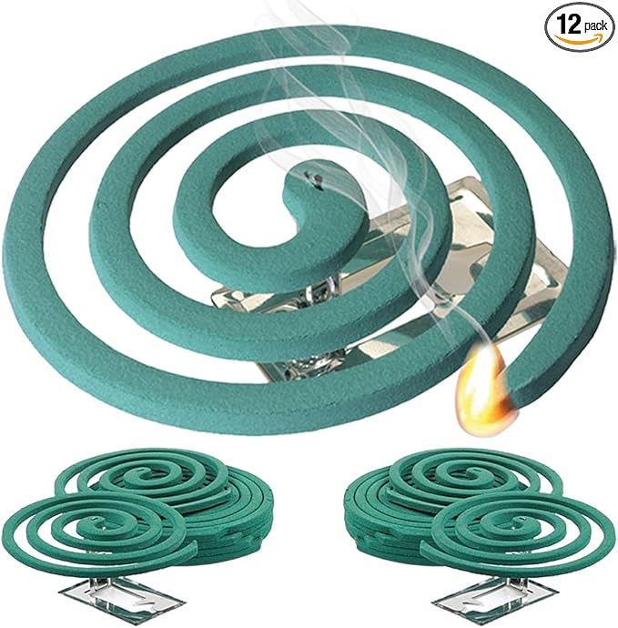W4W Mosquito Repellent Coils - Outdoor Use Reaches Up to 10 feet - Each Burns for 5-7 Hours (Three Pack Contains 12 coils & 6 Stands)
