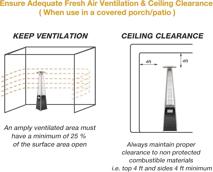 Pyramid Patio Heater with Wheels, Quartz Glass Tube Outdoor Heaters for Patio with Triple Protection System, CE & ETL Certified, 89 Inch LP Propane Tower Heater T for Commercial Residential, Black