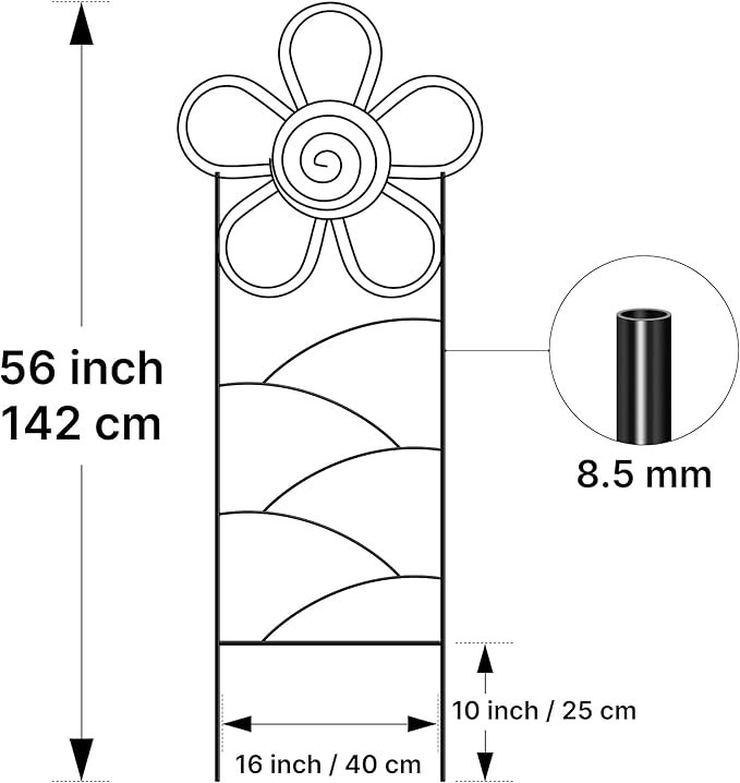 Arifaro Metal Garden Trellis 56″High (Pack of 4) Plant Trellis for Climbing Plants, Outdoor/Indoor Sturdy Plant Trellis for Climbing Vines, Flowers & Garden Plants (Floral)
