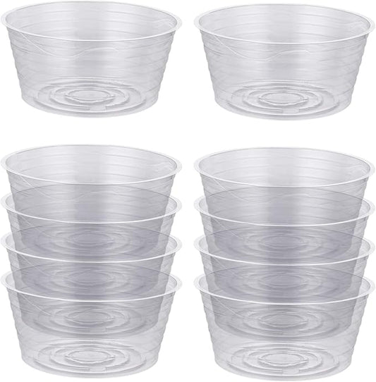 Idyllize 10 Pieces of 12 Inch Clear Thin Deep Plastic Plant Saucer Drip Tray for Pots (12'')