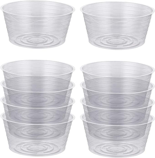 Idyllize 10 Pieces of 8 Inch Clear Thin Deep Plastic Plant Saucer Drip Tray for Pots (8'')