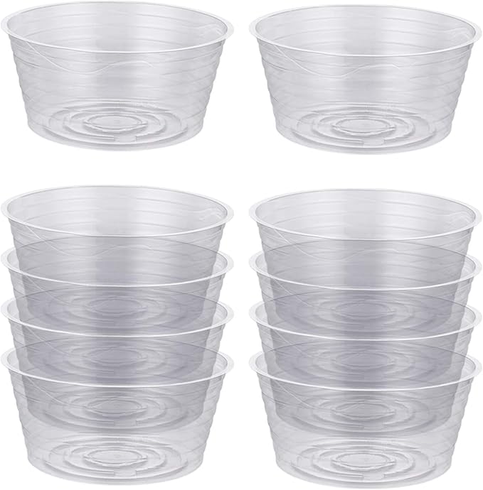Idyllize 10 Pieces of 6 Inch Clear Thin Deep Plastic Plant Saucer Drip Tray for Pots (6'')