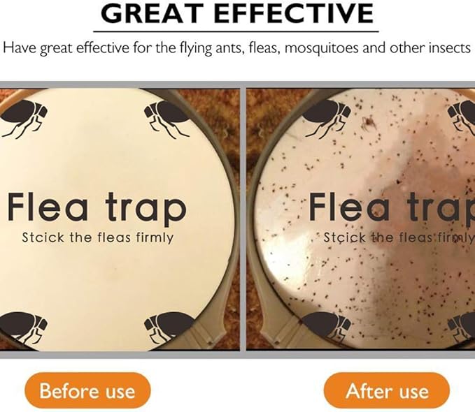 Flea Trap Refills 10 Packs, Flea Trap for Inside Your Home, Replacement Pads for Fleas Light, 7.1 Inch Natural Glue Discs Refill