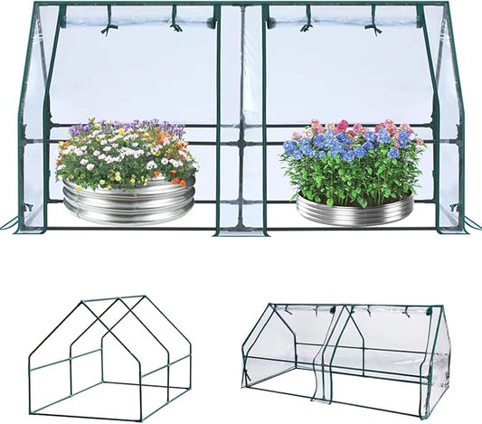 Mini Greenhouse, 6' x 3' x 3' Portable Greenhouse with Zip Door and Roll-up Windows, Indoor Outdoor Plant Gardening Green House, Durable PE Clear Cover Small Hot Houses for Flower, Vegetables