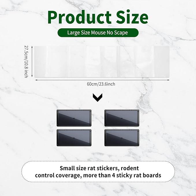 Qualirey 12 Pack Large Sticky Mouse Trap 24 Inch Sticky Rat Glue Roach Indoor Pest Control for Trapping Snakes Rats Spiders Roaches in Restaurant Kitchen House Supplies (Clear)