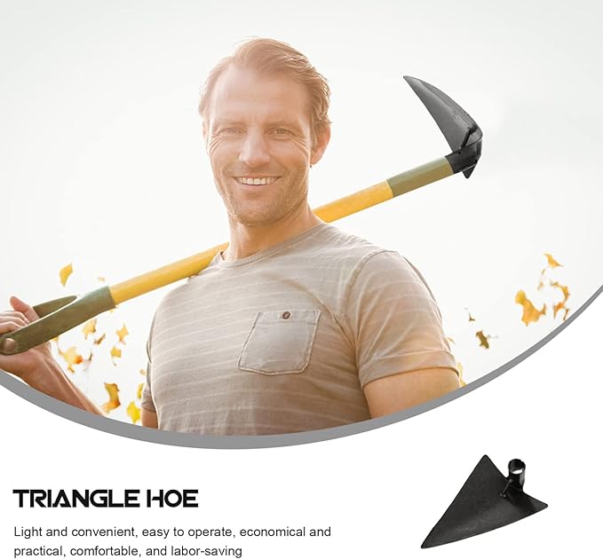 DOITOOL Triangle Hoe Steel Garden Digging Hoe for Weeding Planting Digging Soil, Gardening Hoe Hand Held Digging Hoe Garden Tool, 27X20cm (Silver Gray)