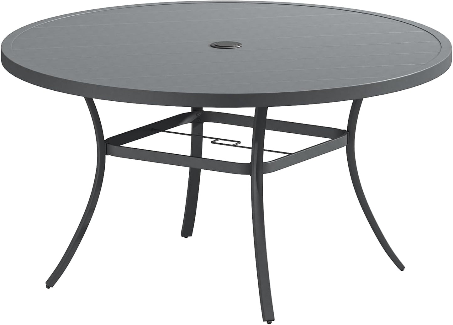 VICLLAX 53" Outdoor Round Patio Table for Lawn Garden, All Weather Metal Round Patio Dining Table with Adjustable Umbrella Hole, Patio Table for 8 Person, Grey