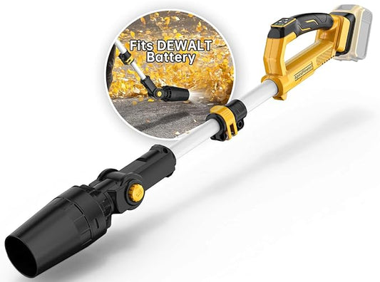 Cordless Leaf Blower for DEWALT 20V Battery, 31000RPM Brushless Motor, 650CFM/280MPH,Lock-On Switch,60° Adjustable Head, Telescopic Pole & 3-Speed Lightweight Blowers for Lawn Care, Snow Removal, Yard