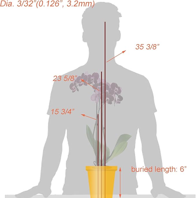 10-PCs 15-3/4" Plastic Coated Orchid Stakes for Plants Support, Bendable Orchid Support Stakes - Green