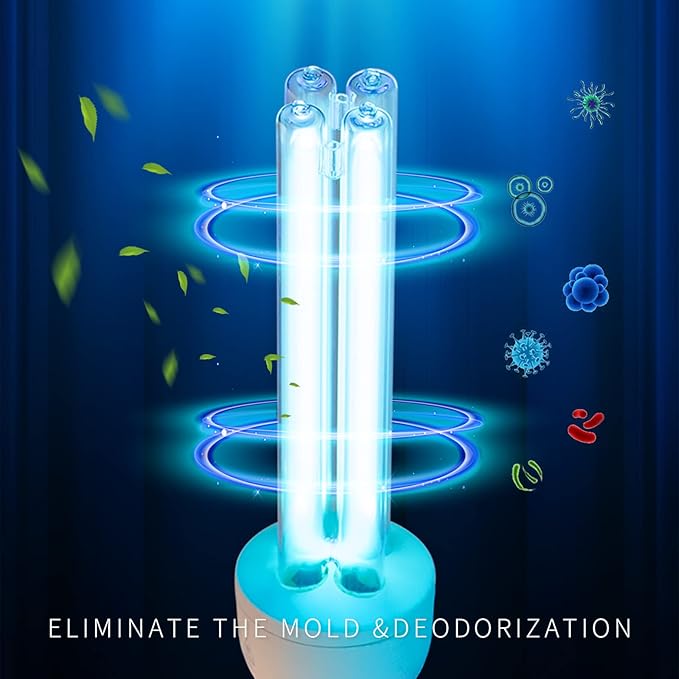 BAIMNOCM UV Light Bulb, UV-C Light Bulb 25 Watt E26 Base, One Bulb Ozone and One Bulb Ozone Free, 2 Count