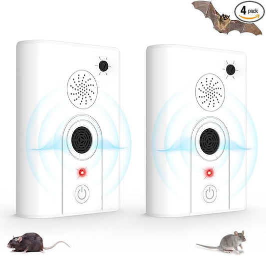 2Pack Upgraded Bat Repellent Deterrent Devices for Attic, Ultrasonic Bat Repellent for Indoor Use, Plug in Bat Deterrent System Bats Keep Away for Home, Friendly to Pet & Human