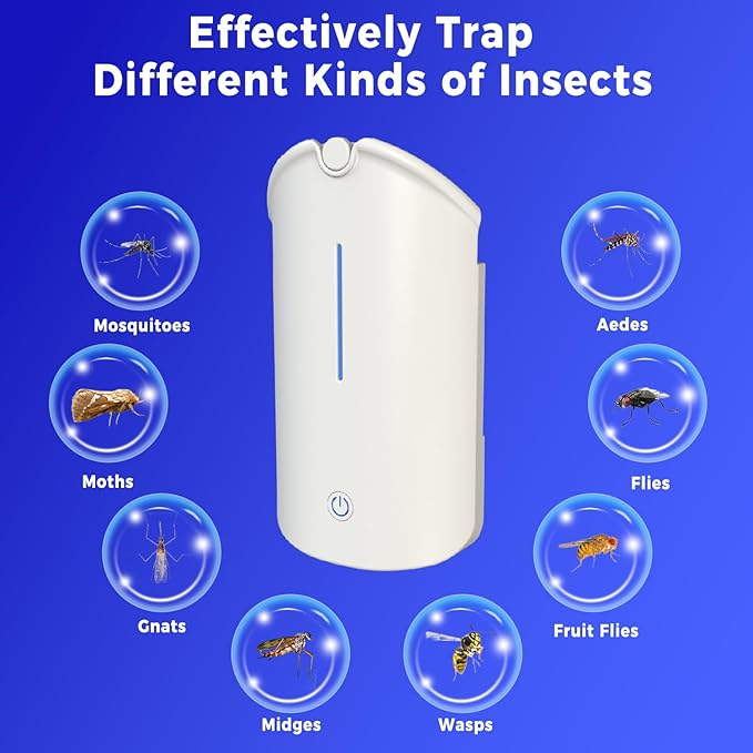 Flying Insect Trap, ZerGard Indoor Plug in Bug Catcher with UV Light (1 Device+6 Refills) Captures Mosquito Gnat Moth Fruit Flies for Kitchen, Living Room, Bedroom,ZM001