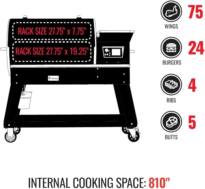 recteq Pellet Grill - Deck Boss 800 Wi-Fi Enabled Electric Pellet Smoker Grill Bundle, Deck Boss + Grilling Basics Bundle