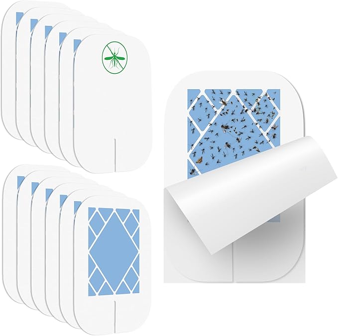 Qualirey 12 Pack Flying Insect Trap Refill Compatible with VEYOFLY Fly Trap VF01, Glue Board Bug Catcher, Replacement Sticky Glue Cards for Insect Bug Mosquito Gnat Fruit Fly Traps Indoors (Classic)
