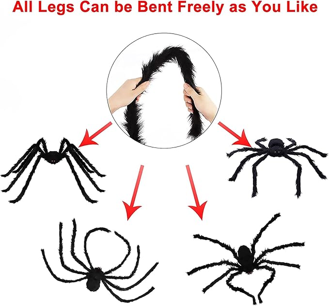 98IN/8.2FT/250CM Halloween Giant Spider Decorations: Largest Fake Scary Hairy Spider - Halloween Huge Plush Toy Spider Props Toy for Indoor Outdoor Creepy Lawn Garden Decor Black