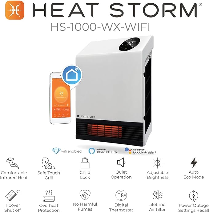 Heat Storm HS-1000-WX-WIFI Infrared Wi-Fi Heater, 1000 Watt