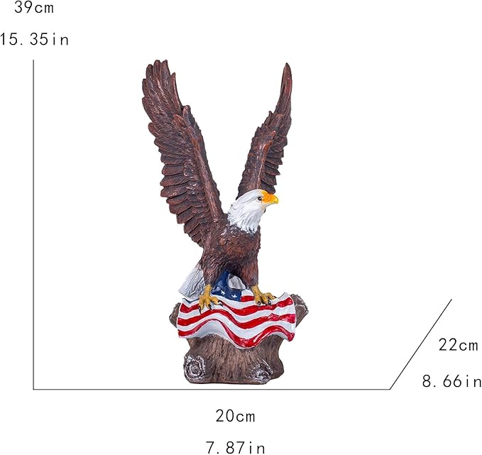 15.35in Majestic Lifelike Bald Eagle Statue - Durable Resin Garden Sculpture for Outdoor Lawn Decoration & Indoor Art Display Courtyard Decoration