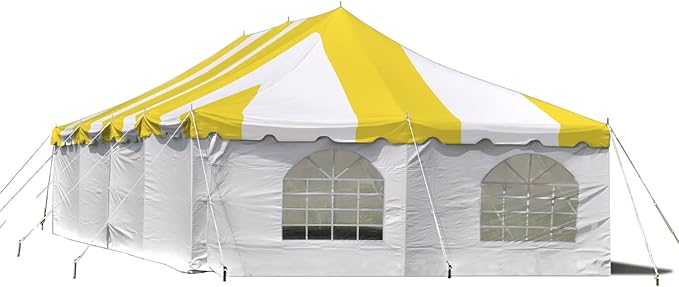 Party Tents Direct 20'x 40' Weekender Canopy Pole Tent with Sidewalls - Easy Up Canopy Tent with 160 Person Capacity - Outdoor Canopies for Parties, Weddings, and Events (Yellow/White)