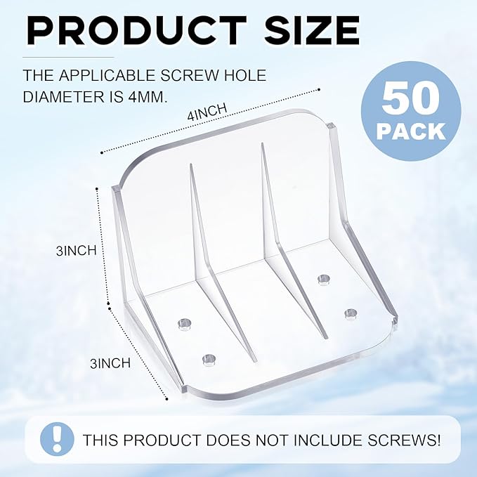 Taiyin 50 Pack Large Snow Guards for Metal Roofs 4 x 3 x 3 Inch Jumbo Ice Guard Snow Block Stops for Prevent Sliding, Without Screws or Adhesive (Clear)