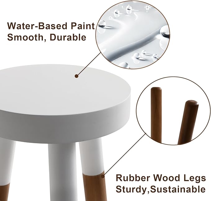 9" Rubber Wood Plant Stool, Wood Accent Stool, Reverse Dipped (12" Tall)