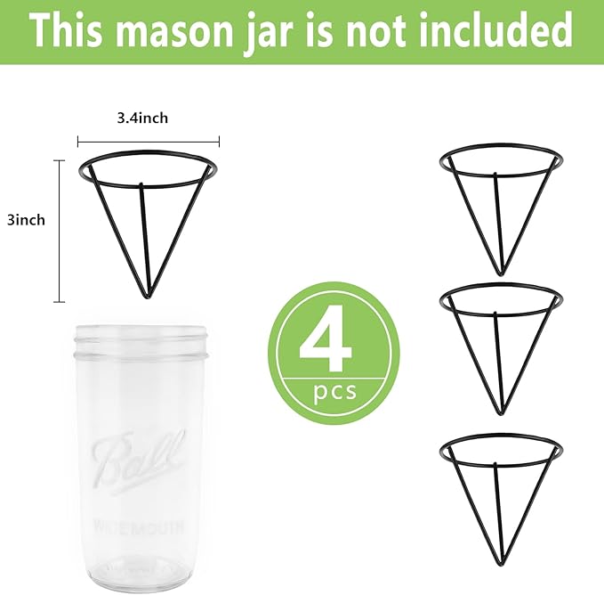 Plus tard 4Pcs Avocado Seed Starter Rack for Mason Jar of Wide-Mouth, Avocado Seed Holder Triangular Metal Bracket for Family Friends and Gardening Enthusiasts