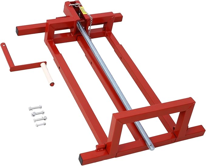 Lawn Mower Lift for Riding Tractors, 800 Lbs Capacity Lawn Tractor Lifter, Ride-on Mower, Cleaning Aid, Universal, Lawn Tractor Lift, Lawn Tractor + 45° Tilt Adjustable (Red)