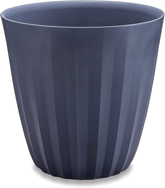 Crescent Garden Pleat Modern Decorative Planter, Indoor/Outdoor Pot, Resin Planter with Drain Hole - 15" W x 15" H (Midnight)