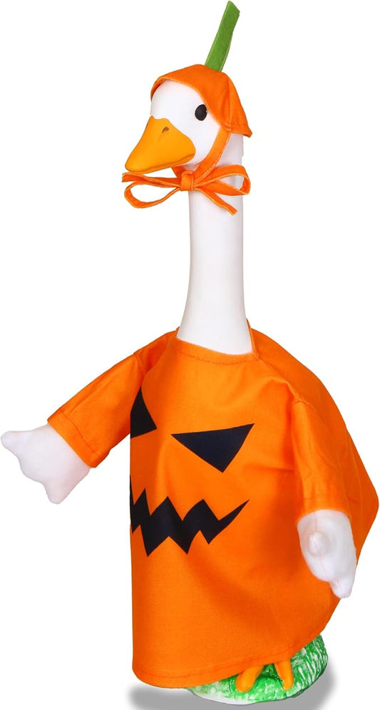 Lawn Goose Outfit – Glossy Cape & Adjustable Hat for 23″ Goose Statue – Halloween & Vampire & USA Flag Costume