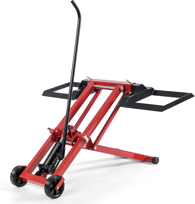 IRONMAX Lawn Mower Lift, 500 LBS Weight Capacity, Zero Turn Mower Hydraulic Jack with Non-Slip Wheels, Adjustable Riding Lawn Tractor Lift for Maintenance and Repair