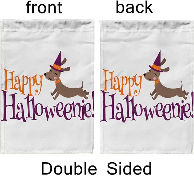 Happy Halloween Dachshund Outdoor Welcome Garden Flag Home Yard Decorative 12X18 Inches Double Sided Seasonal Garden Flags