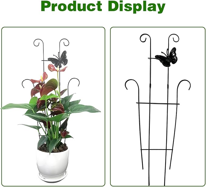 23 Inch Plant Trellis for Climbing Plants Indoor, Sturdy Metal Houseplant Trellis for Potted Plants, Rust-Resistant Plant Support for Monstera Pothos Ivy, Outdoor Garden Trellis 4 Pack