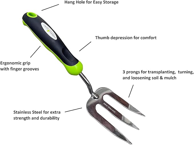 Garden Guru Garden Hand Weeder Tool Set 3pc Dandelion Weeder, Fork, Patio Weeder – Heavy Duty Stainless Steel Gardening Weeding Tools - Ergonomic Comfort Grip Handle