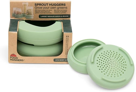 Food Huggers Sprout Huggers | Silicone Sprouting Lids | Fits Any Jar | No Rust, No Mess | Sprouting Mason Jar Kit | Grow Sprouts Indoors| Urban Garden | Easy Germination Broccoli Alfalfa Bean Sprouts