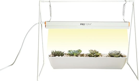 Grow Light Stand, 10W Grow Light kit for Indoor Plants, 2ft Plant Grow Rack, Full Spectrum, Enhanced red Light Good for Flowering, Height Adjustable, Iron Bracket, on and Off Switch