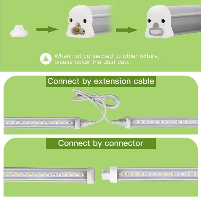 T5 LED Grow Lights, 306-Bulbs 5000K White Full Spectrum Plant Growing Lamp Bars for Indoor Plants Seedling Hydroponics, Daisy-Chain Design (6 x 10W, 300W Equivalent)