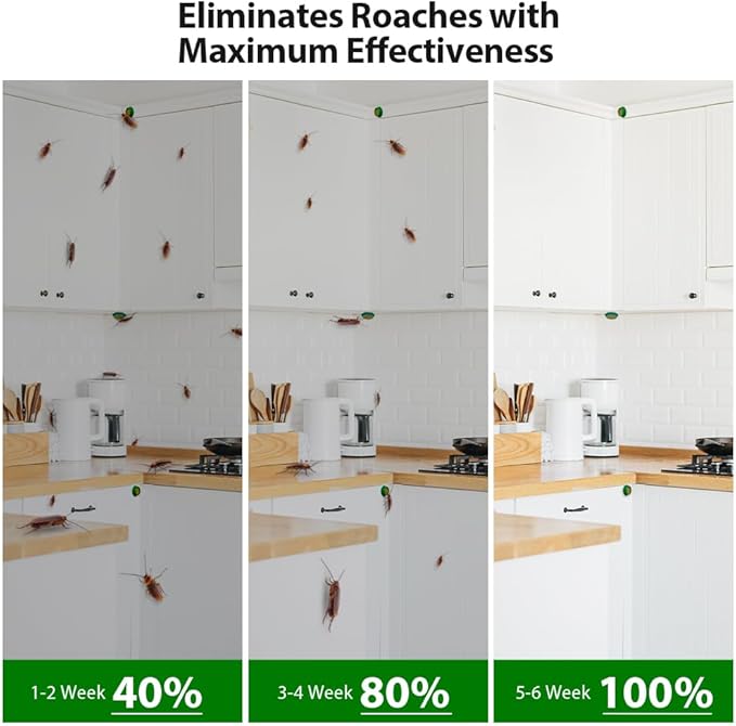 12 Pack Roach Killer Indoor Infestation Roaches Gel Bait Stations, Powerful Cockroach Killer Indoor Home for Roach Infestation, Long-Lasting & Effective Cockroach Gel Bait, Easy to Use & No Mess