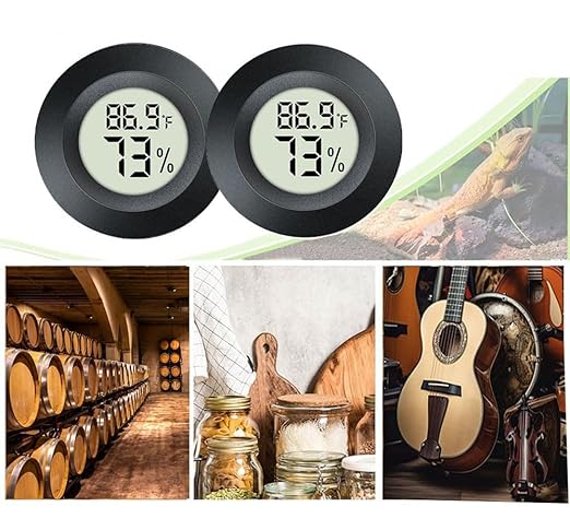 2 Pack Mini Digital Hygrometer Thermometer Gauge, Indoor Outdoor Temperature Humidity Meter for Greenhouse Humidors Incubators Reptile Terrarium Jars, Fahrenheit (℉) or Celsius(℃) (2)