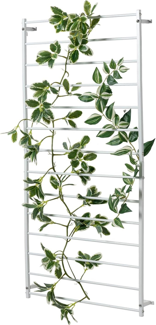 MyGift 4 Ft Tall Trellis, White Metal Wall Mounted Garden Trellis for Climbing Plants Outdoor/Indoor, Large Wall Support Frame for Hanging Planters (1, White)