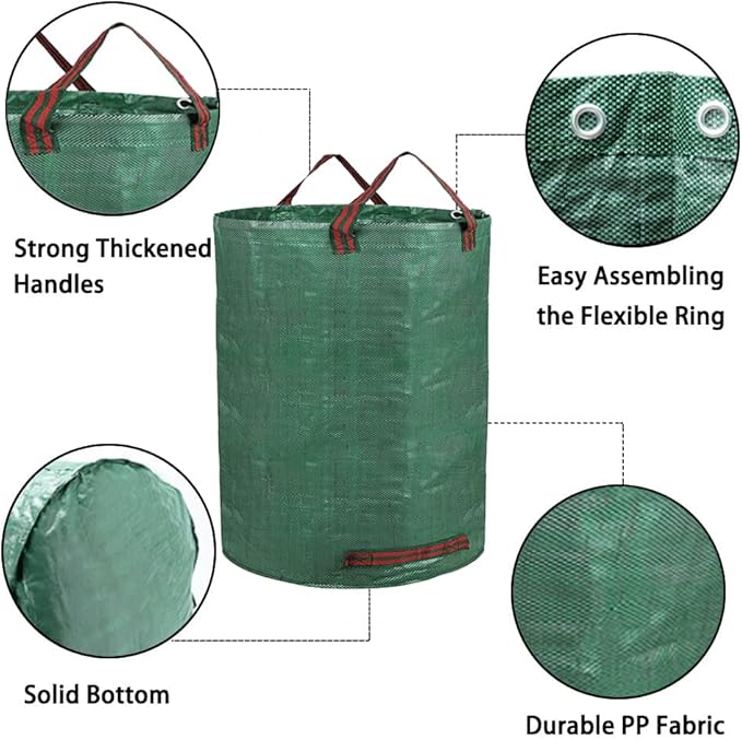 3-Pack 72 Gallon Yard Lawn Reusable Leaf Bags - Heavy Duty Waste Bags Perfect for Leafs/Leaves, Yard Debris Storage and Garden Accessories