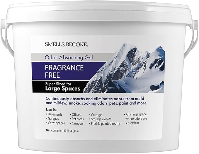 SMELLS BEGONE 1-Gallon Odor Absorber Gel - Air Freshener & Odor Eliminator for Homes, Garages & Commercial Buildings - Industrial Size - Fragrance Free