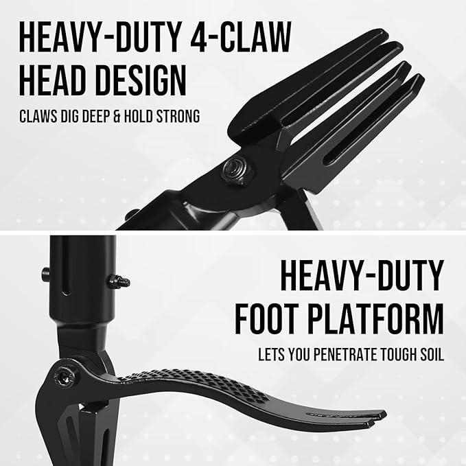 Weed Puller, Stand Up Weed Puller with 4-Claw Steel Head, Long Handle Weed Remover Hand Weeder Tool Remove Root Weeds Without Bending or Kneeling for Lawn and Garden (64 inch)