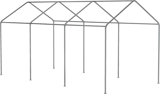 Outsunny 10' x 20' Party Tent and Carport, Height Adjustable Portable Garage, Outdoor Canopy Tent 8 Legs Without Sidewalls for Car, Truck, Boat, Motorcycle, Bike, Garden Tools, Gray