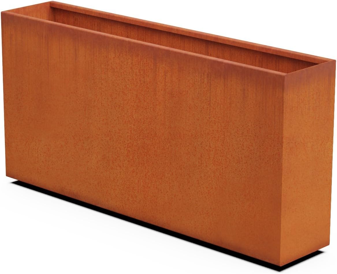Large Rectangular Planters for Outdoor Plants | 60-Inch Extra Large Corten Steel Planter for Instant Privacy Screen | Heavy-Duty Metal Planter Box for Patio & Garden