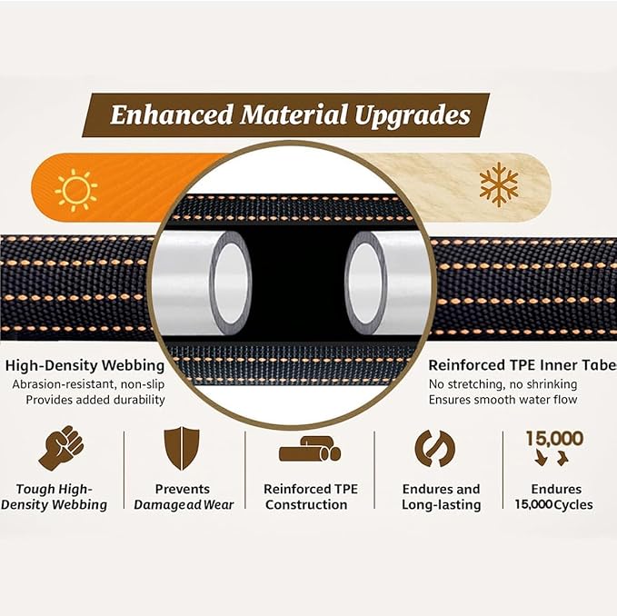 30FT Lightweight Garden Hose,Flexible Water Hose with Solid Brass Head,Kink-Free,Collapsible Hose,High Pressure Flat Water Hose for RV,Boat,Car Wash,Garden,Yard,Camper (OrangeBlack, 30FT+Nozzle)