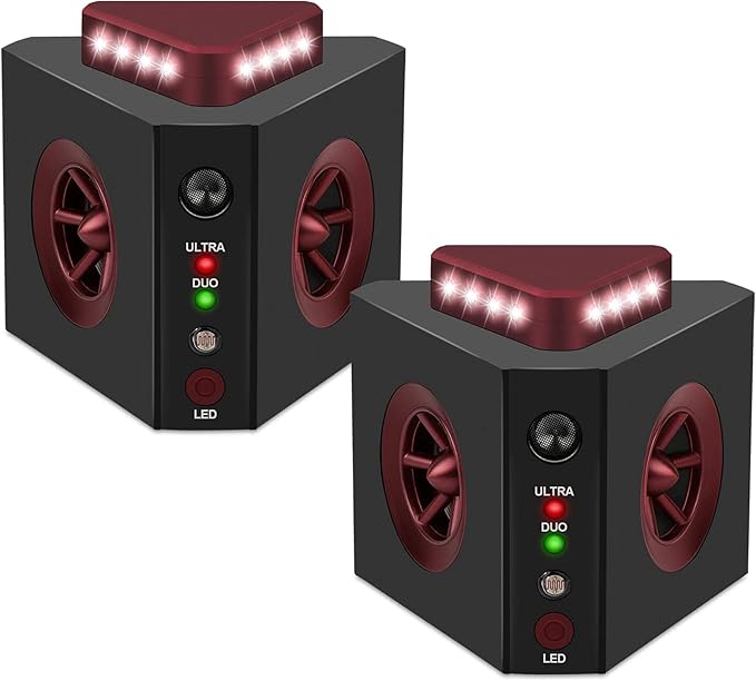 4-in-1 Ultrasonic Rodent Repellent Plug-in Mice Repeller Rat Deterrent Pest Control Device with Ultrasound, Impulse, Flashing Lights, Predator Sounds, Indoor Mouse and Rat Control, Pack of 2