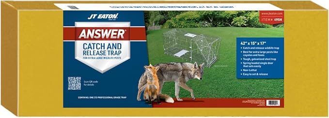 Answer Live Catch Trap for Coyotes, Foxes, Armadillos & Other Large Pests – Heavy-Duty Humane Cage Trap – Durable Wildlife Control Solution