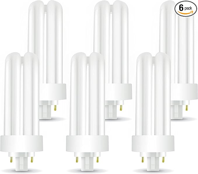 Circle (6 Pack PLT-26W 827, 4 Pin GX24q-3, 26 Watt Triple Tube, Compact Fluorescent Light Bulb. 2700K Warm White, 6 Count.